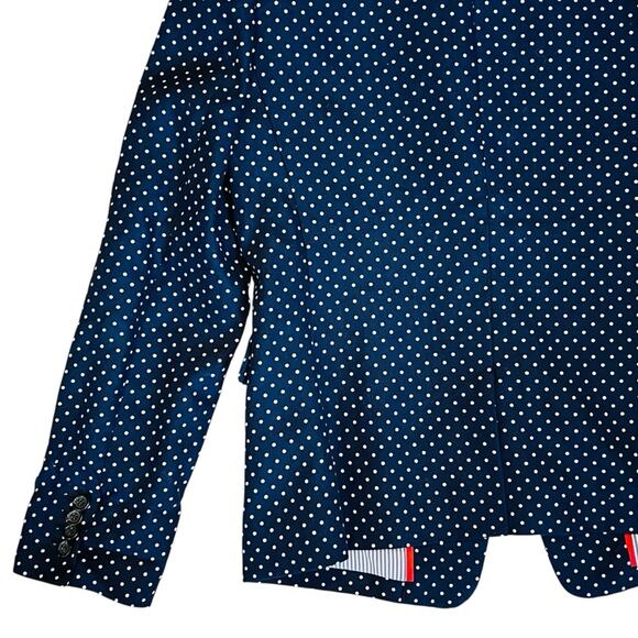 J. Crew Women’s Sz 8 Navy Blue Dot Regent Blazer Linen Single Button - Picture 11 of 15